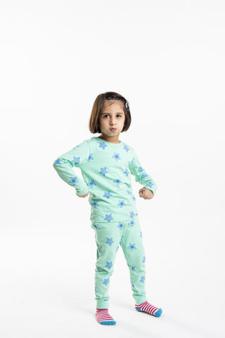 Shining Stars Full Sleeve T-Shirt in Mint Green - Unisex