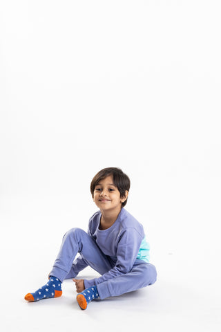 Color Play Sweatshirt Co-Ord Set in Blue - Unisex
