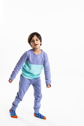 Color Play Sweatshirt Co-Ord Set in Blue - Unisex