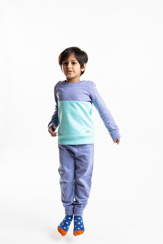 Color Play Sweatshirt Co-Ord Set in Blue - Unisex