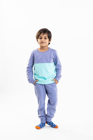 Color Play Sweatshirt Co-Ord Set in Blue - Unisex
