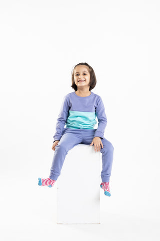 Color Play Sweatshirt Co-Ord Set in Blue - Unisex