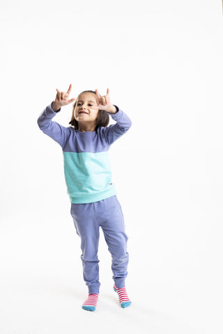 Color Play Sweatshirt Co-Ord Set in Blue - Unisex