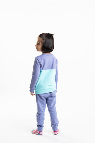 Color Play Sweatshirt Co-Ord Set in Blue - Unisex