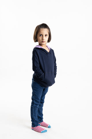 Happy Hoodie in Navy Blue - Unisex