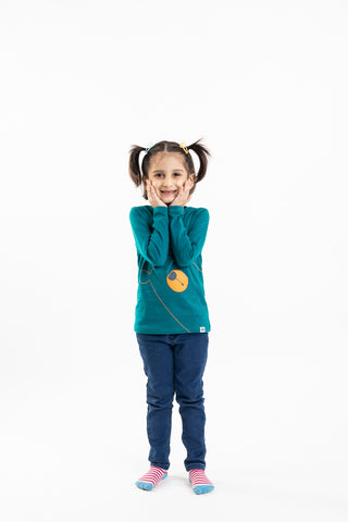 Peek-a-Bear Full Sleeve T-Shirt in Dark Turquoise - Unisex