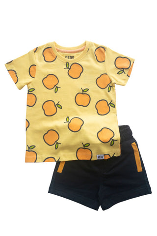 Fruit Buddy T-Shirt and Shorts Set in Yellow and Black - Unisex