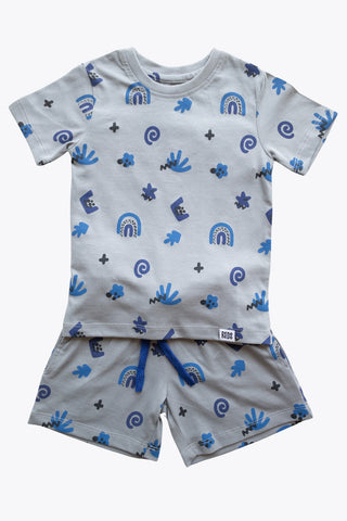 Abstract Adventure Shorts Co-Ord Set in Cloudy Grey - Unisex
