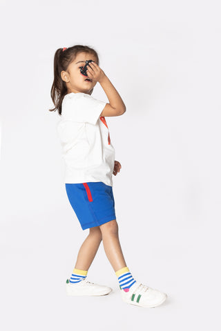 Starry T-Shirt and Shorts Set in White and Blue - Unisex