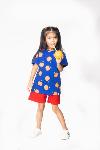 Fruit Buddy T-Shirt and Shorts Set in Cobalt Blue and Red - Unisex