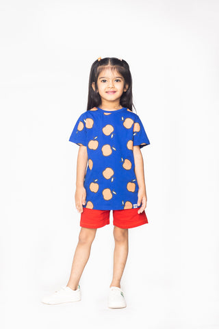 Fruit Buddy T-Shirt and Shorts Set in Cobalt Blue and Red - Unisex