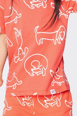 Doodle Poodle Co-ord Set in Mandarin Red Unisex