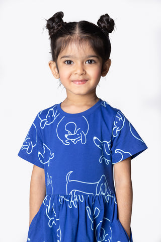 Doodle-Poodle Dress with Pockets in Cobalt Blue