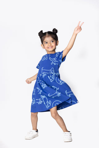 Doodle-Poodle Dress with Pockets in Cobalt Blue