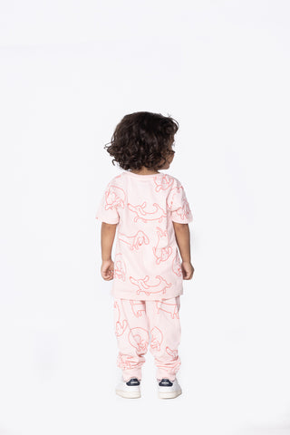 Doodle-Poodle T-Shirt in Peach Pink - Unisex
