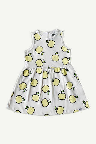 Fruity Dress with Pockets in White