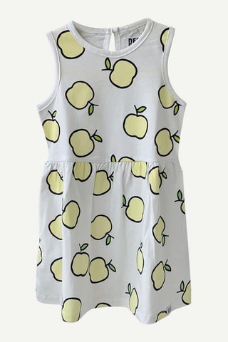 Fruity Dress with Pockets in White