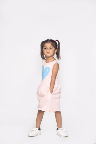 Heart Dress with Pockets in Peach Pink