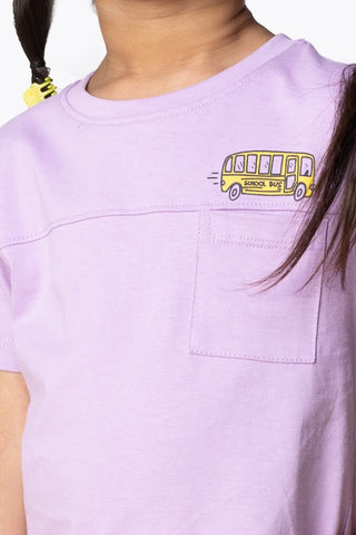 School Bus T-Shirt in Lavender - Unisex