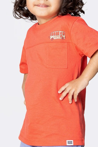 School Bus T-Shirt in Mandarin Red - Unisex