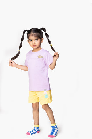 Smiling Shapes Shorts in Buttercup Yellow - Unisex